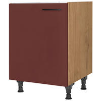 SPÜLENUNTERSCHRANK 60/87/56 cm  in Rot, Eichefarben  - Eichefarben/Rot, MODERN, Holzwerkstoff/Metall (60/87/56cm) - Nobilia