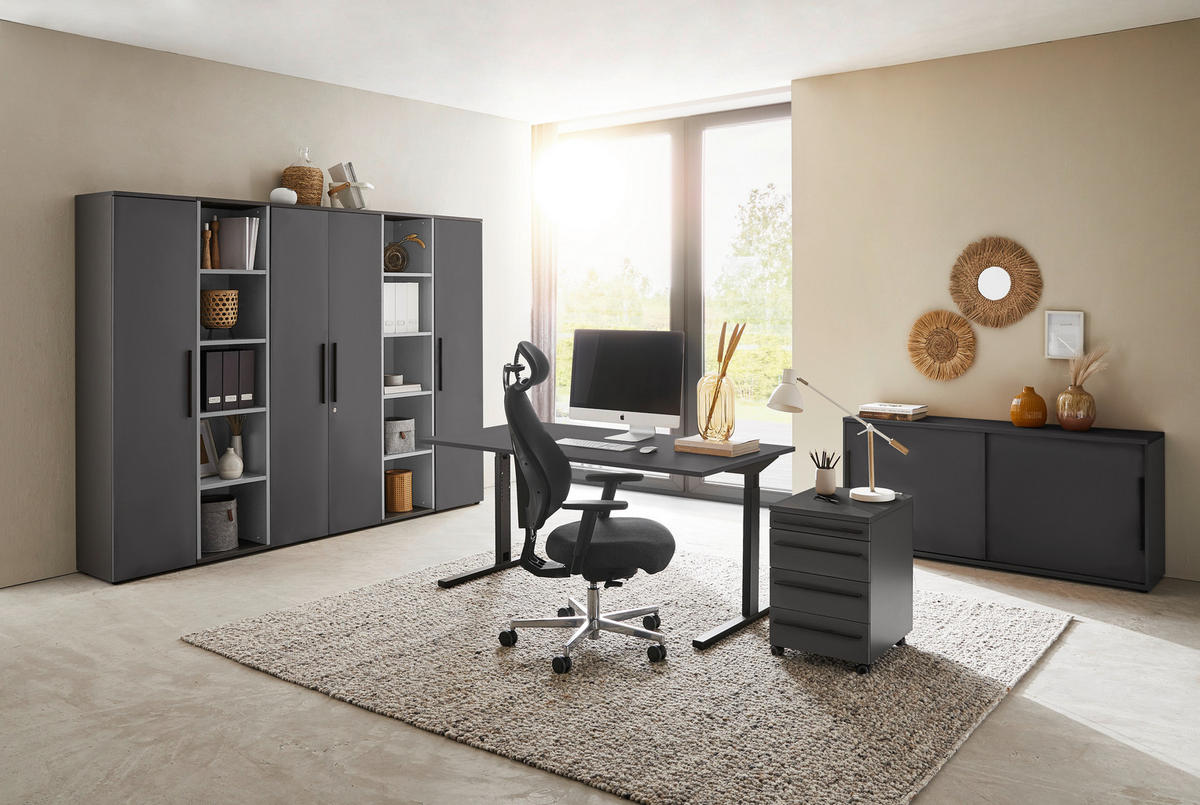 AKTENSCHRANK Graphitfarben, Eichefarben  - Eichefarben/Graphitfarben, MODERN, Holzwerkstoff (80/197/40cm) - Novel