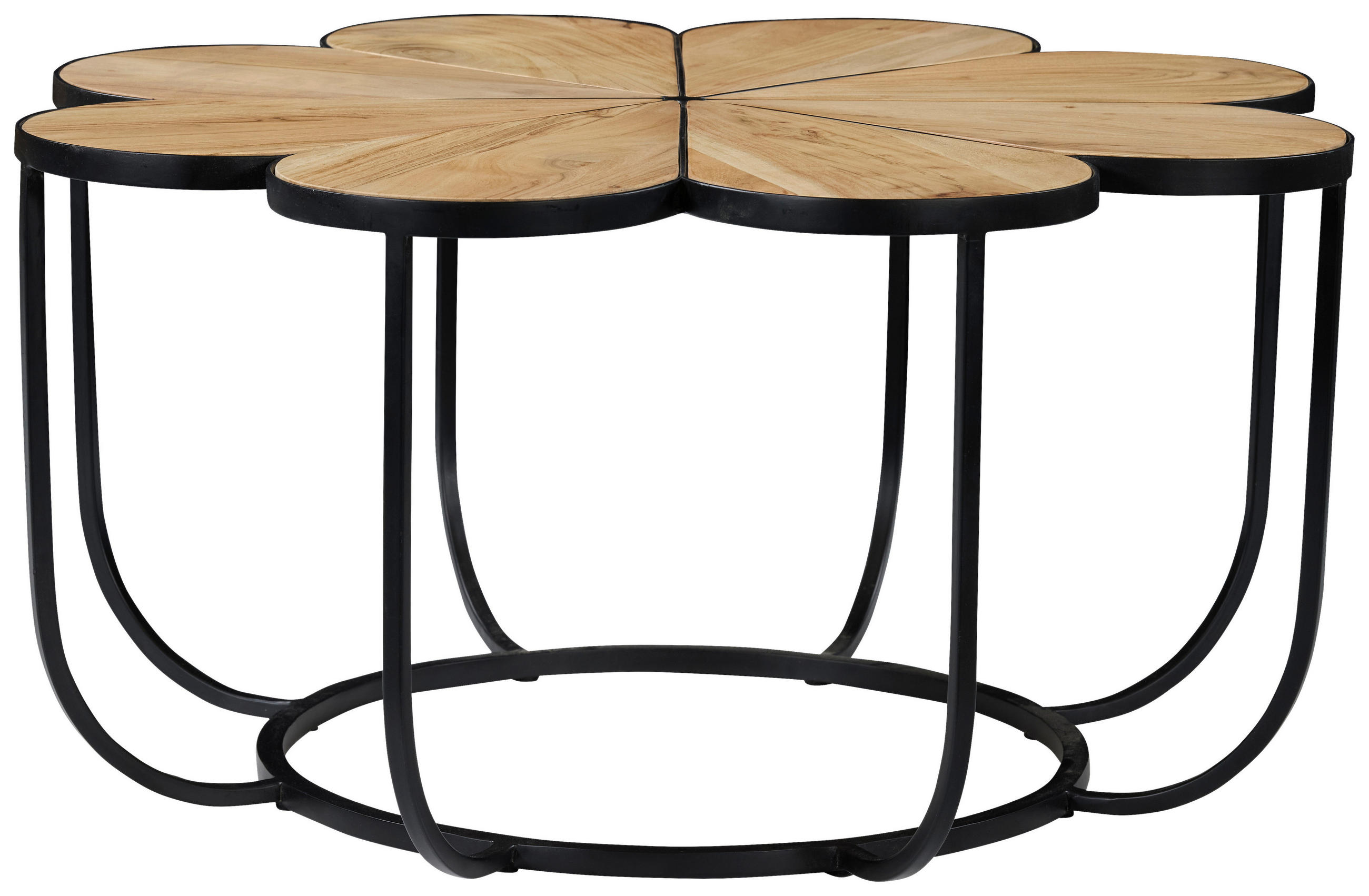 COUCHTISCH Akazie vollmassiv 80/40/80 cm rund Schwarz, Akaziefarben  - Schwarz/Akaziefarben, Basics, Holz/Metall (80/40/80cm) - Livetastic