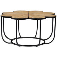 COUCHTISCH 80/40/80 cm Akazie vollmassiv rund Schwarz, Akaziefarben gastro- und objekttauglich  - Schwarz/Akaziefarben, Basics, Holz/Metall (80/40/80cm) - Livetastic