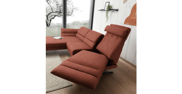 ECKSOFA Rostfarben Flachgewebe  - Rostfarben/Schwarz, Design, Textil/Metall (176-217/279-327cm) - Dieter Knoll