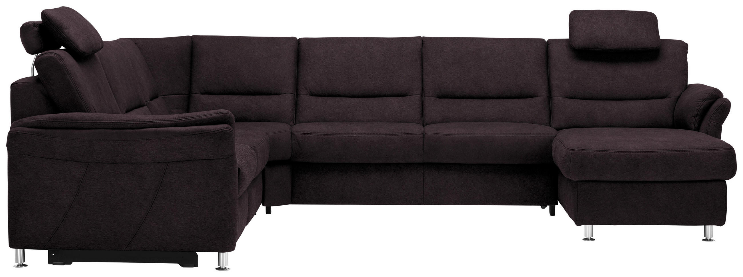 WOHNLANDSCHAFT  in Mikrofaser Dunkelbraun  - Dunkelbraun/Alufarben, KONVENTIONELL, Textil/Metall (262/335/173cm) - Beldomo System