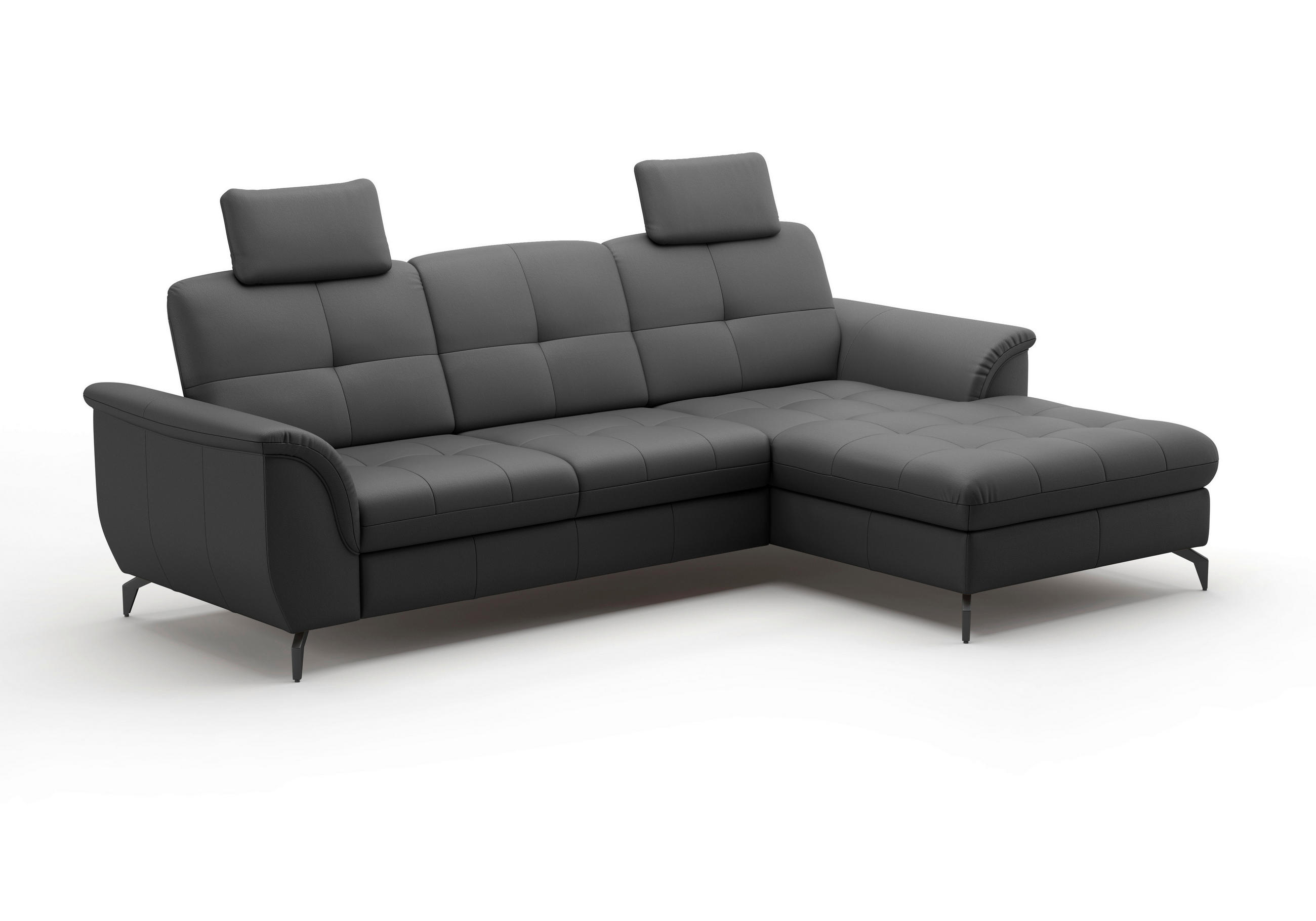 KOPFSTÜTZE - Schwarz, MODERN, Leder (50/25/12cm) - Sit & More