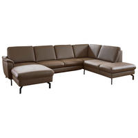 SAROKGARNITÚRA bőr barna  - barna/fekete, Konventionell, bőr/fém (168/306/224cm) - Beldomo Premium