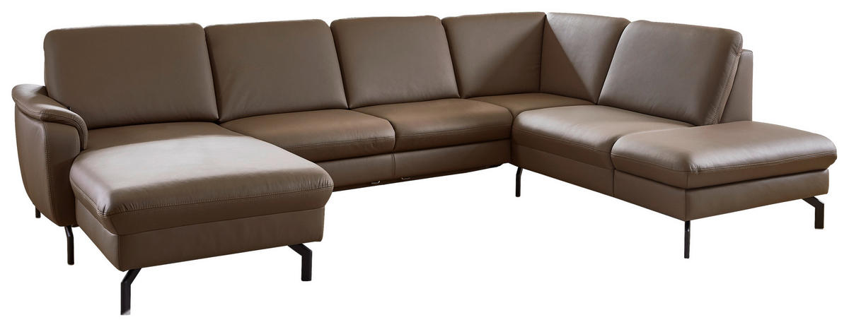 SAROKGARNITÚRA bőr barna  - barna/fekete, Konventionell, bőr/fém (168/306/224cm) - Beldomo Premium