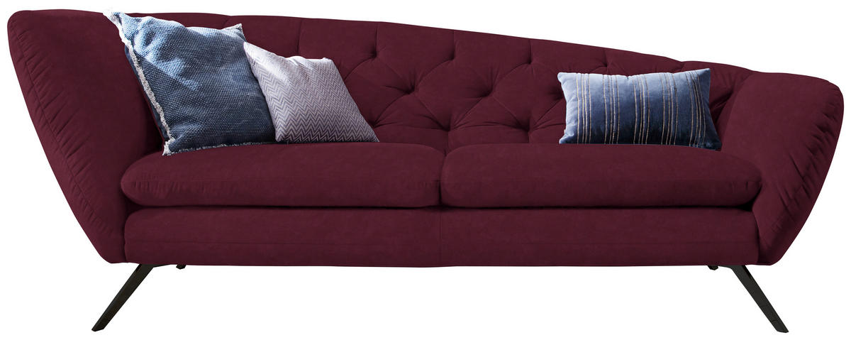 CHESTERFIELD-SOFA  in Mikrofaser Beere  - Beere/Schwarz, Design, Textil/Metall (223/84/90cm) - Pure Home Lifestyle