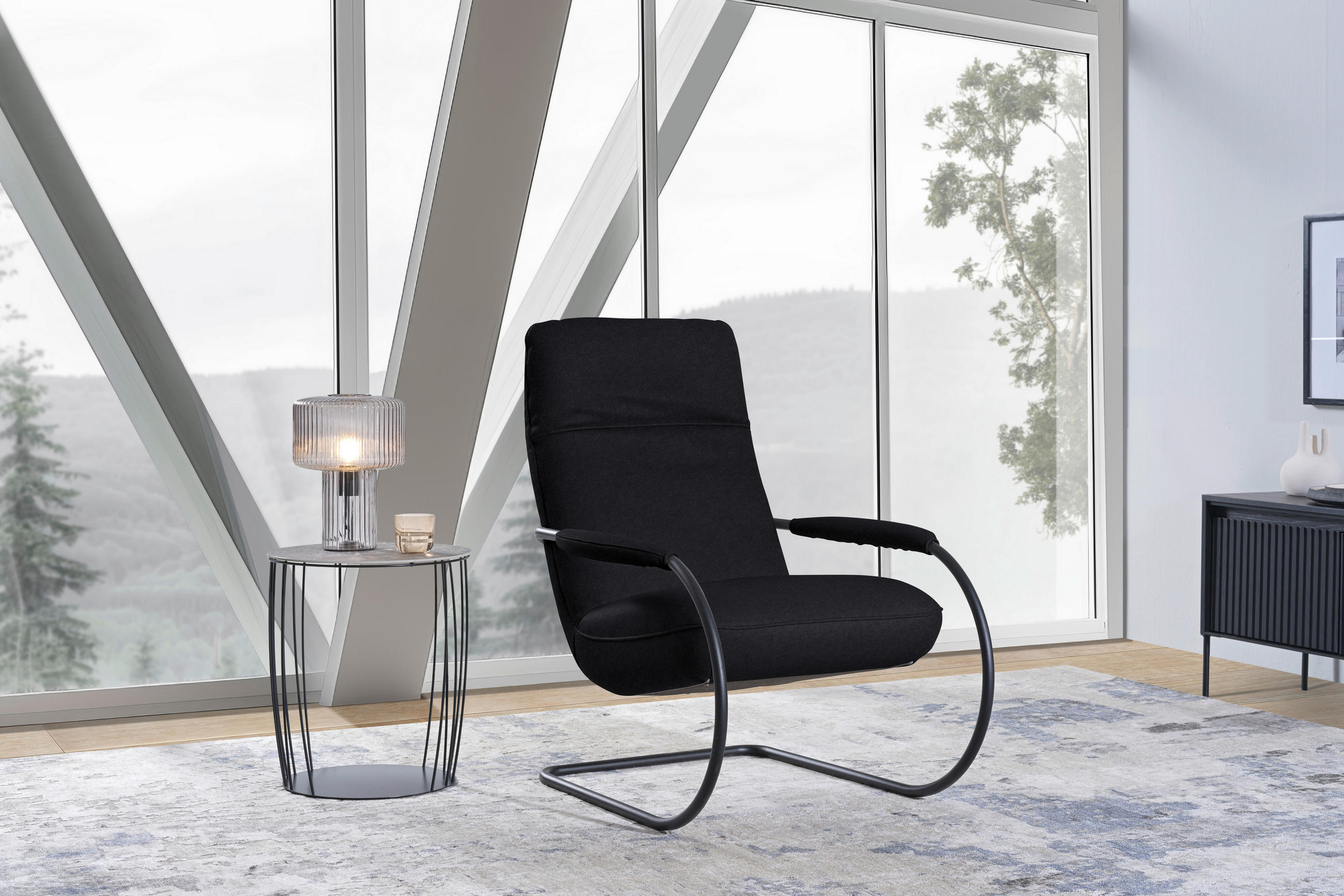 SESSEL in Echtleder Anthrazit  - Anthrazit/Schwarz, Design, Leder/Metall (80/104/99cm) - Koinor