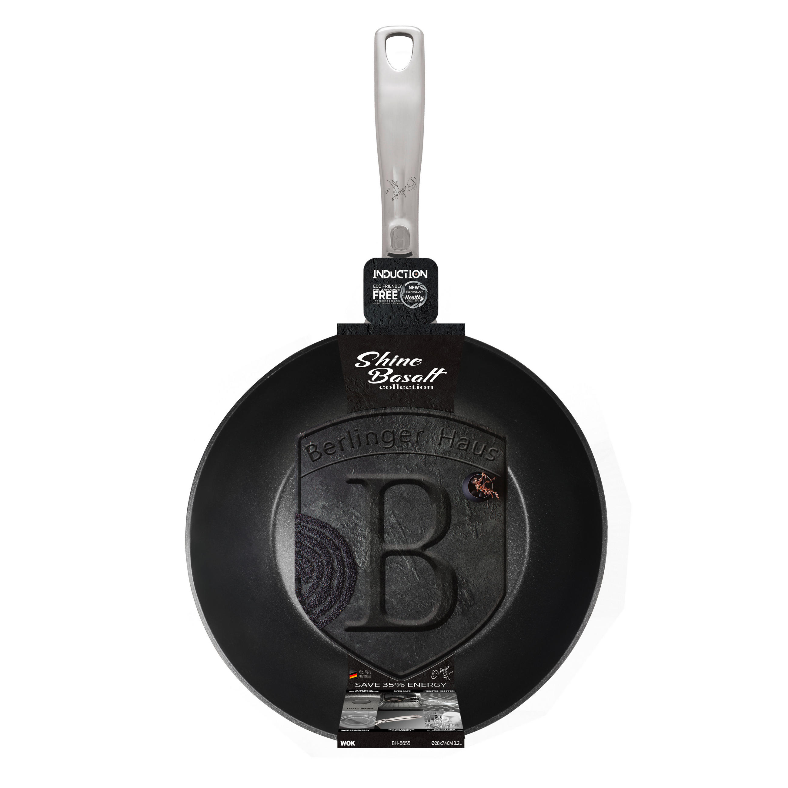 WOK TAVA 28/7,4 cm Shine Basalt Collection - crna, Basics, metal (28/7,4cm) - Berlinger Haus