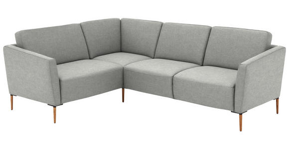 ECKSOFA  in Flachgewebe Grauweiß  189/236 cm  - Eichefarben/Grauweiß, Design, Holz/Textil (189/236cm) - Valnatura