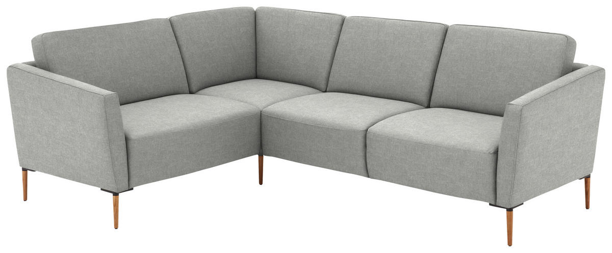 ECKSOFA  in Flachgewebe Grauweiß  189/236 cm  - Eichefarben/Grauweiß, Design, Holz/Textil (189/236cm) - Valnatura