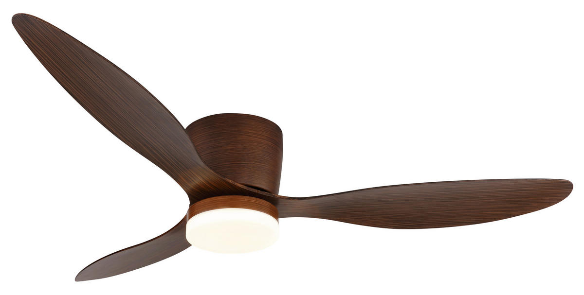 Ventilator mit Beleuchtung ARMANDO 131,5/22,6 cm   - Dunkelbraun/Opal, KONVENTIONELL, Kunststoff/Metall (131,5/22,6cm) - Globo