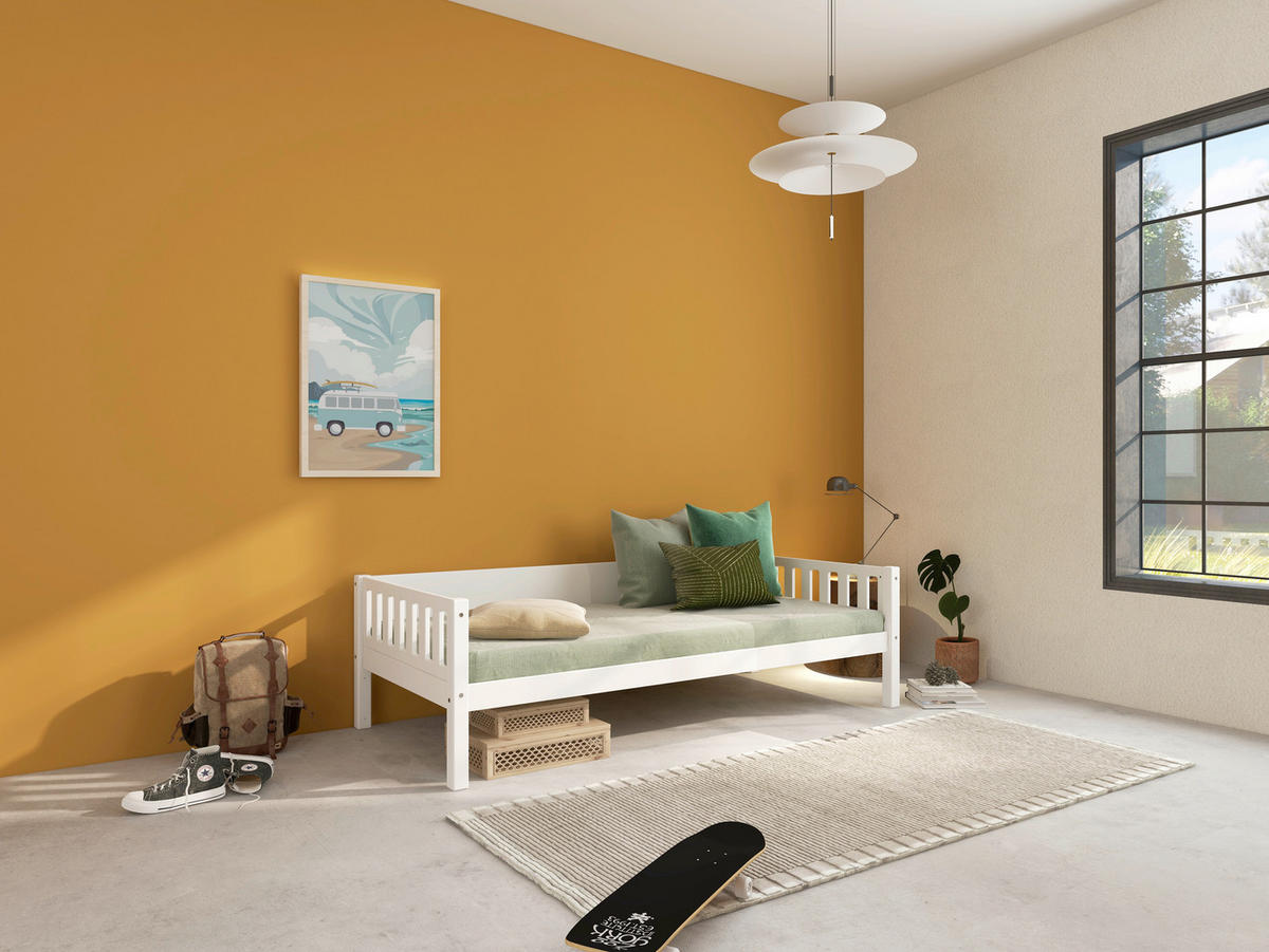 BETT 90/200 cm,  in Weiß, Rollrost  - Weiß, MODERN, Holz (90/200cm) - Chameo