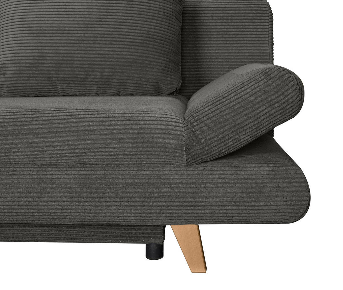 SCHLAFSOFA  mit Schlafen auf Sitzhöhe, haustierfreundlicher Bezug Cord Grau  - Buchefarben/Grau, KONVENTIONELL, Holz/Textil (200/75/85cm) - Carryhome