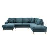 WOHNLANDSCHAFT in Cord Petrol  - Petrol/Naturfarben, Konventionell, Holz/Textil (150/301/200cm) - P & B