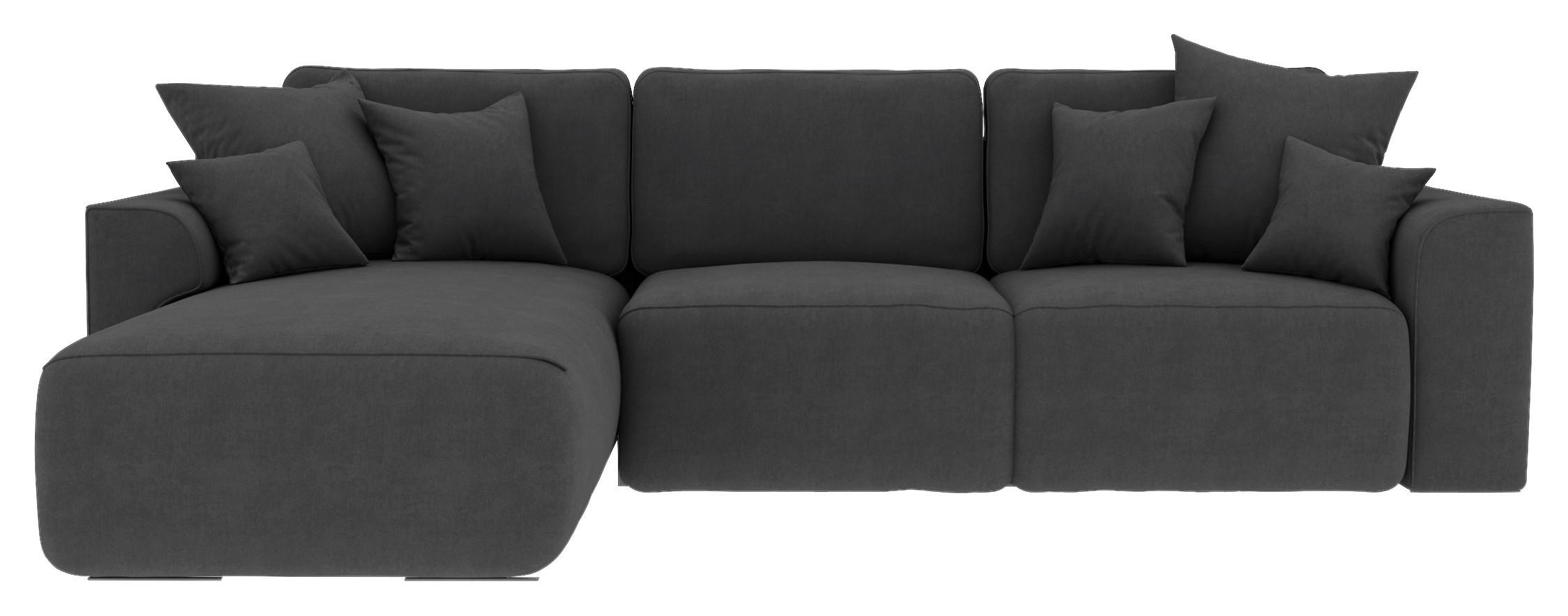 ECKSOFA Dunkelgrau Velours  - Chromfarben/Dunkelgrau, KONVENTIONELL, Kunststoff/Textil (195/293cm) - Carryhome