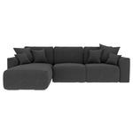 ECKSOFA Dunkelgrau Velours  - Chromfarben/Dunkelgrau, KONVENTIONELL, Kunststoff/Textil (195/293cm) - Carryhome