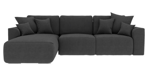 ECKSOFA Dunkelgrau Velours  - Chromfarben/Dunkelgrau, KONVENTIONELL, Kunststoff/Textil (195/293cm) - Carryhome