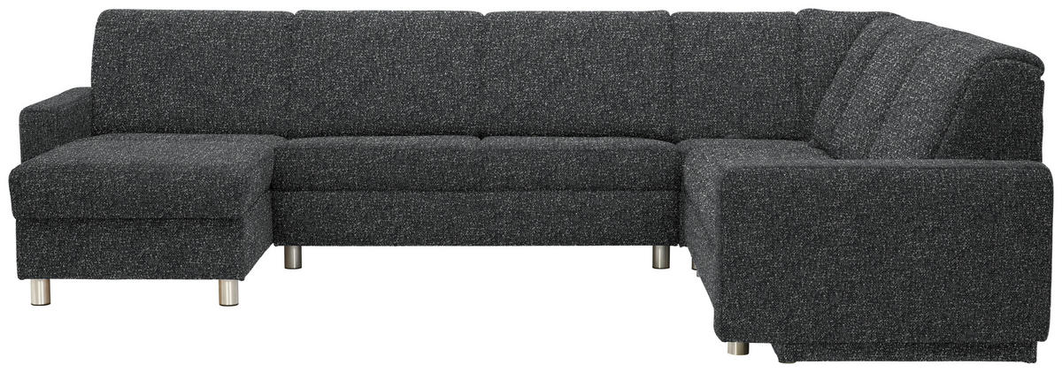 WOHNLANDSCHAFT  in Mikrovelours Anthrazit  - Anthrazit/Alufarben, KONVENTIONELL, Kunststoff/Textil (158/322/236cm) - Sedda