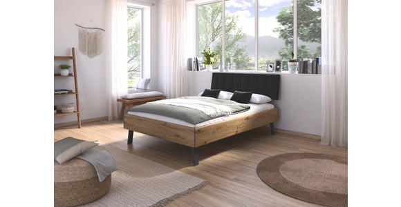 BETT 140/200 cm  in Eiche Artisan  - Eiche Artisan/Grau, Design, Holzwerkstoff/Textil (140/200cm) - Carryhome