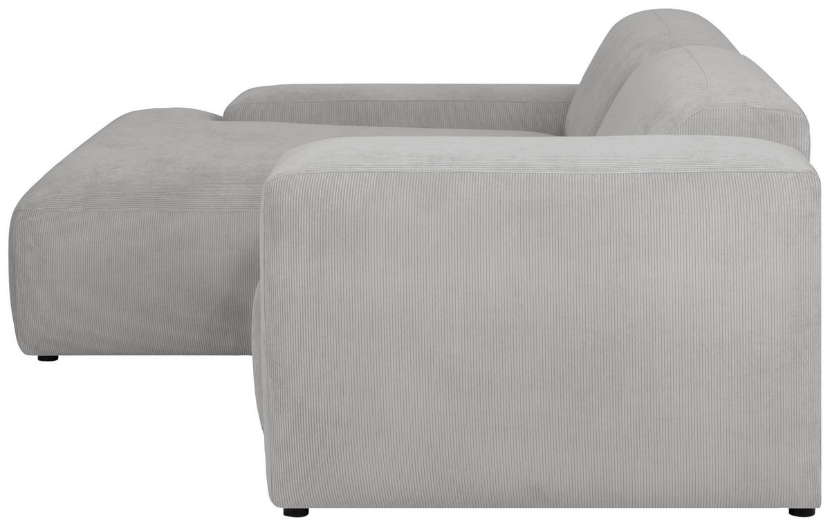 ECKSOFA in Cord Hellgrau  - Hellgrau/Schwarz, Design, Kunststoff/Textil (170/252cm) - MID.YOU