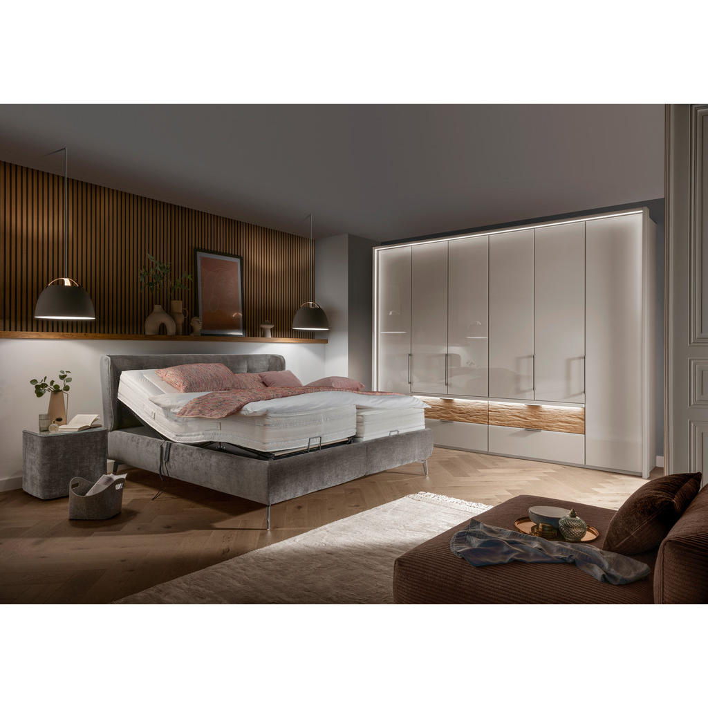 Thumbnail - Dieter Knoll Kleiderschrank, Eiche, Champagner, Holzwerkstoff, massiv, 8 Fächer, 4 Schubladen, 300x236x58 cm, Typenauswa...