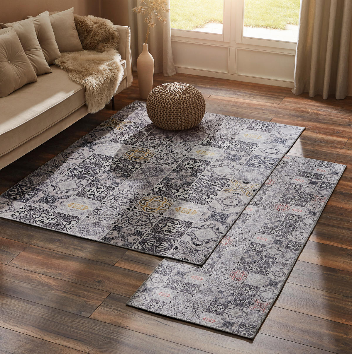 PLOCHO TKANÝ KOBEREC, 140/200 cm žltá, sivá - žltá/sivá, Trend, textil (140/200cm) - Novel