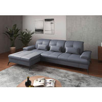 ECKSOFA in Echtleder Graublau  - Graublau/Schwarz, Konventionell, Leder/Metall (185/279cm) - Sit & More
