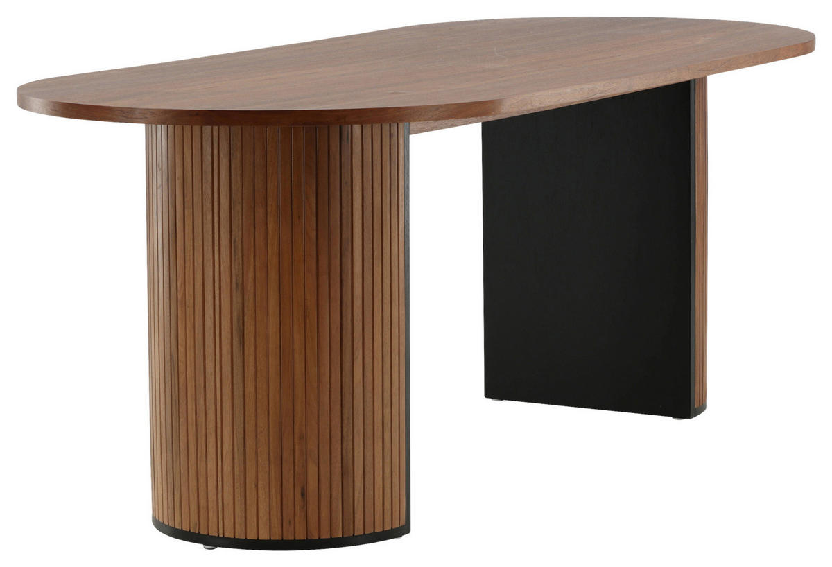 ESSTISCH furniert oval Naturfarben, Schwarz  - Schwarz/Naturfarben, Design, Holz/Holzwerkstoff (200/90/75cm) - Livetastic