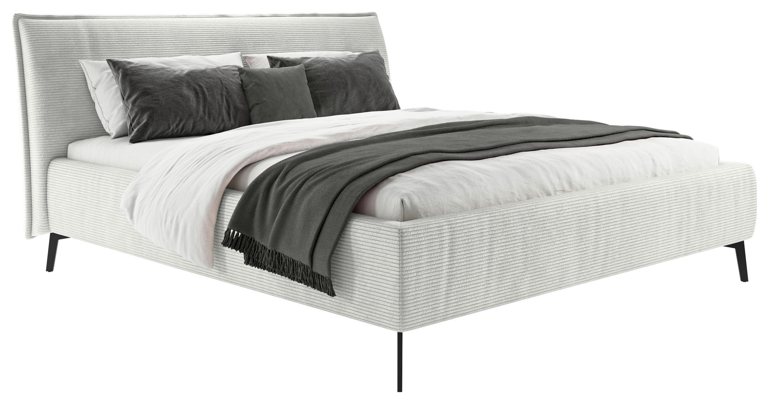 POLSTERBETT 180/200 cm  in Hellgrau  - Hellgrau/Schwarz, Design, Textil/Metall (180/200cm) - Lomoco