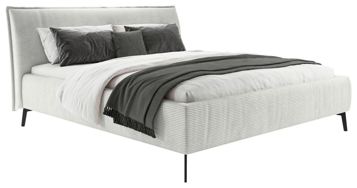POLSTERBETT 180/200 cm  in Hellgrau  - Hellgrau/Schwarz, Design, Textil/Metall (180/200cm) - Lomoco