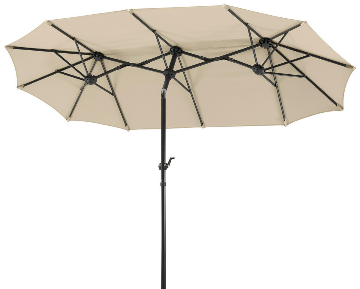 DOPPELSONNENSCHIRM 300 cm Naturfarben  - Anthrazit/Naturfarben, Basics, Textil/Metall (300/220/150cm) - Schneider