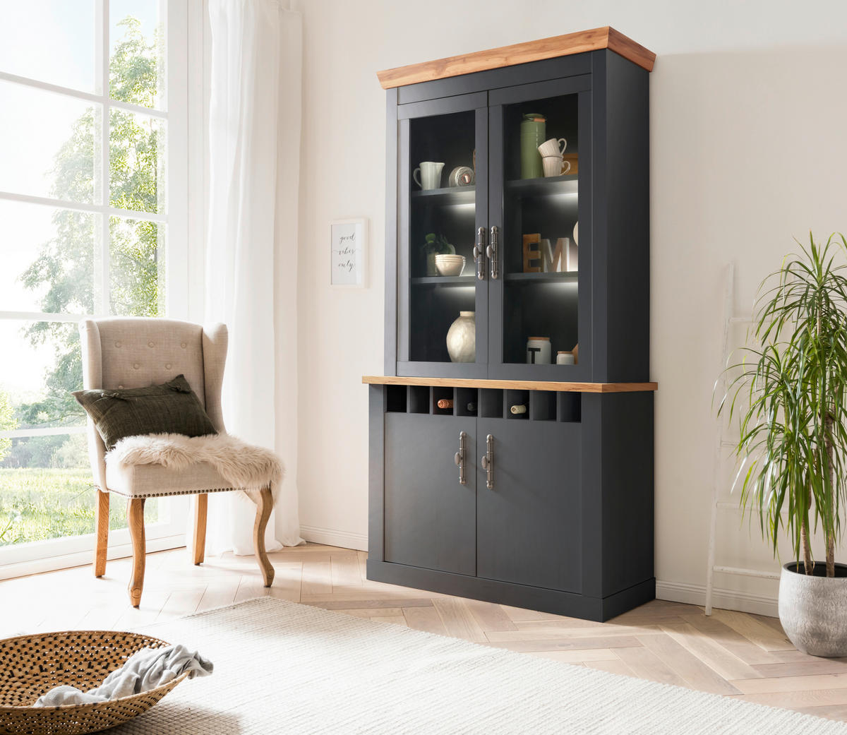 BUFFET 110/205/44 cm  in  - Anthrazit/Silberfarben, Design, Holzwerkstoff/Metall (110/205/44cm) - MID.YOU