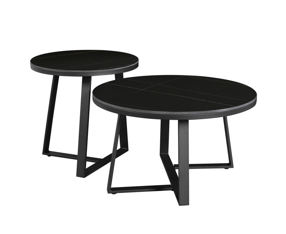 KONFERENČNÍ STOLEK, černá, kámen, 69/40 cm - černá, Moderní, kov/kámen (69/40cm) - MID.YOU