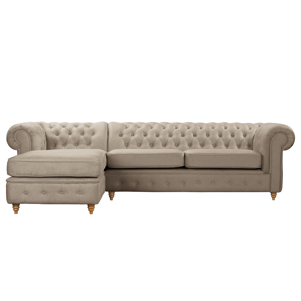 ECKSOFA Mikrofaser Taupe  - Taupe/Braun, Design, Holz/Textil (182/284cm) - P & B