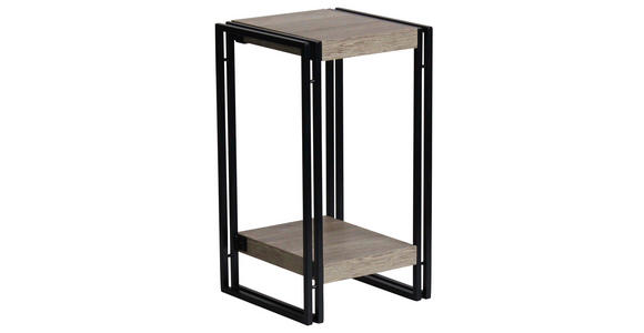 BEISTELLTISCH 30/30/55 cm Schwarz, Eichefarben quadratisch  - Eichefarben/Schwarz, Trend, Holzwerkstoff/Metall (30/30/55cm) - Carryhome