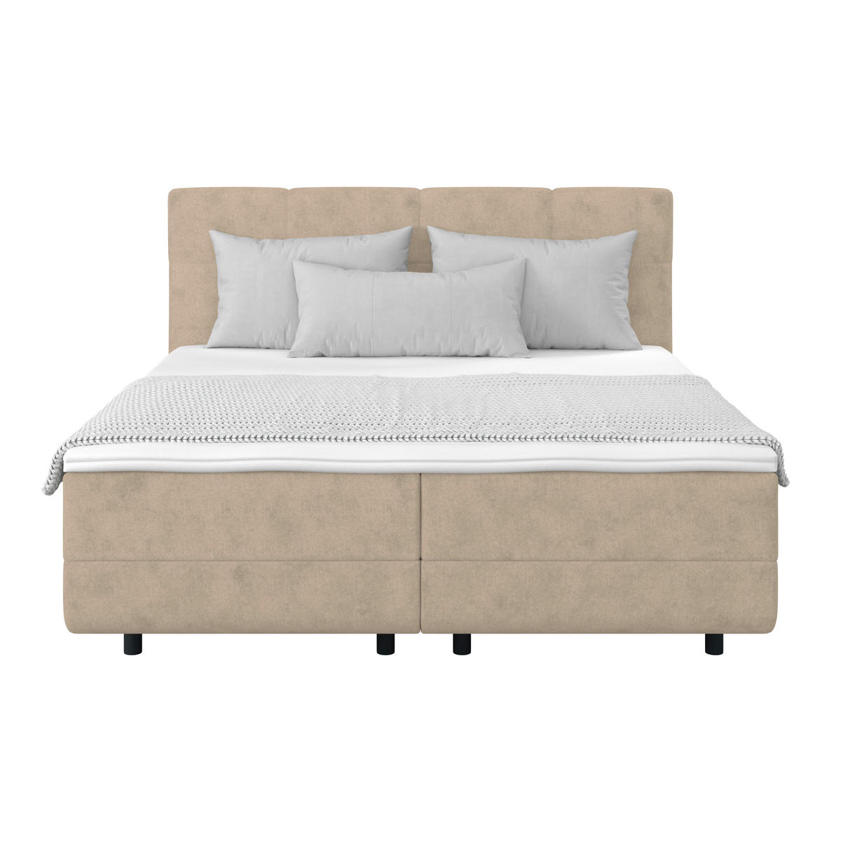 POLSTERBETT Bettkasten, Topper 160/200 cm  in Beige  - Beige/Schwarz, MODERN, Kunststoff/Textil (160/200cm) - MID.YOU