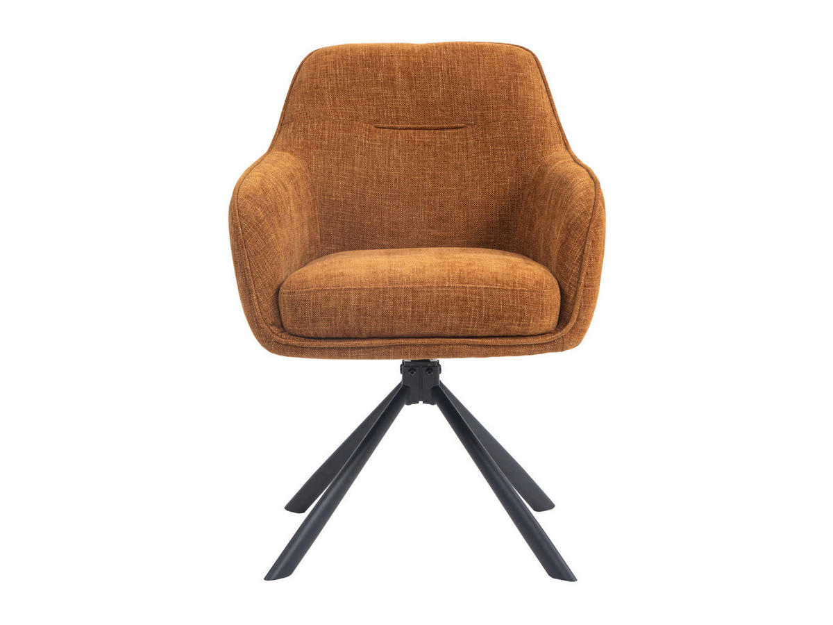 ARMLEHNSTUHL-SET 2 Stück  in Chenille  - Rostfarben/Schwarz, MODERN, Textil/Metall (59/87/65cm) - Livetastic