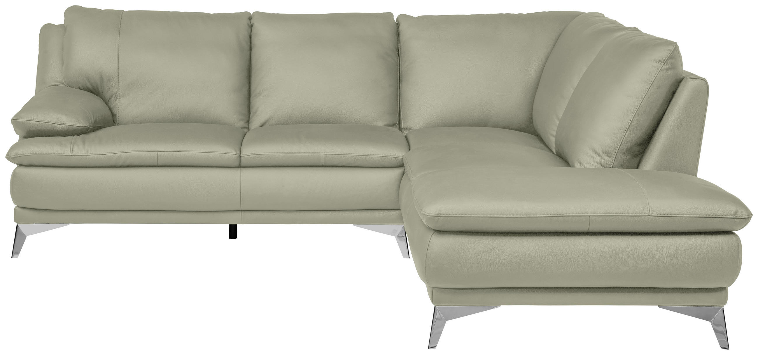 ECKSOFA Taupe Echtleder  - Taupe/Chromfarben, Design, Leder/Metall (242/224cm) - Novel