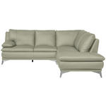 ECKSOFA Taupe Echtleder  - Taupe/Chromfarben, Design, Leder/Metall (242/224cm) - Novel