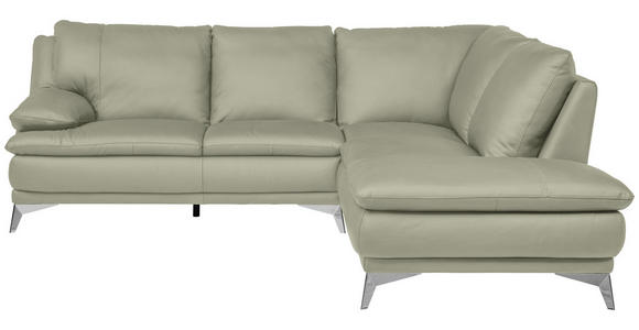 ECKSOFA Taupe Echtleder  - Taupe/Chromfarben, Design, Leder/Metall (242/224cm) - Novel
