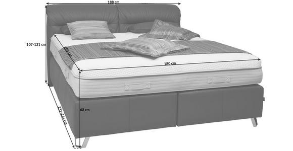 BOXSPRINGBETT 180/200 cm INKL. Matratze, Topper - Chromfarben/Dunkelgrau, KONVENTIONELL, Leder (180/200cm) - Dieter Knoll