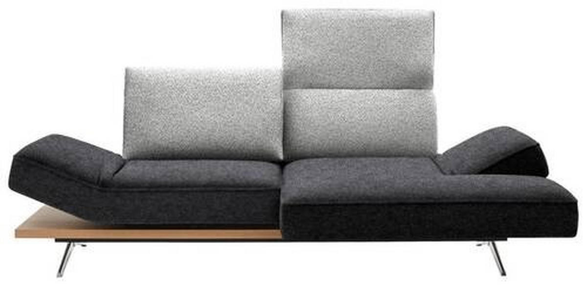 ECKSOFA in Flachgewebe Grau, Hellgrau  - Chromfarben/Hellgrau, Design, Holz/Textil (240/132cm) - Koinor