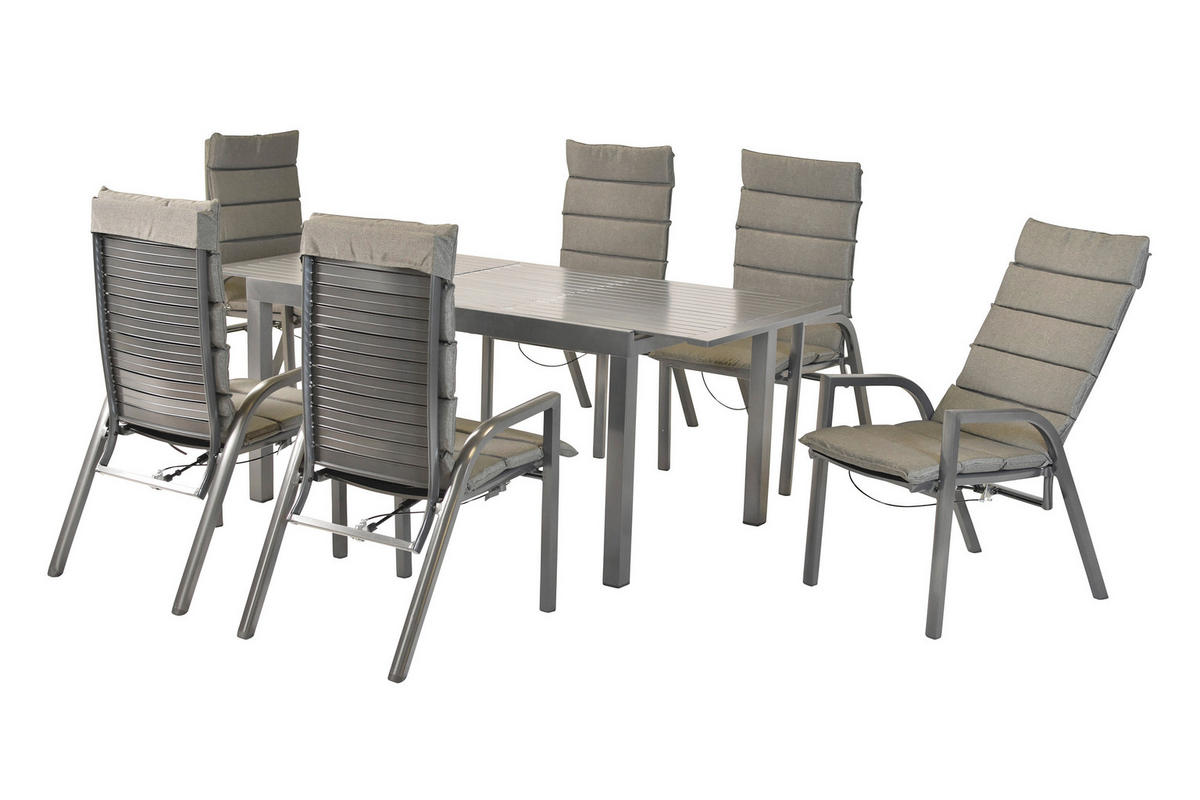 GARTENTISCHGRUPPE Aluminium  - Graphitfarben, KONVENTIONELL, Textil/Metall - Gardenson