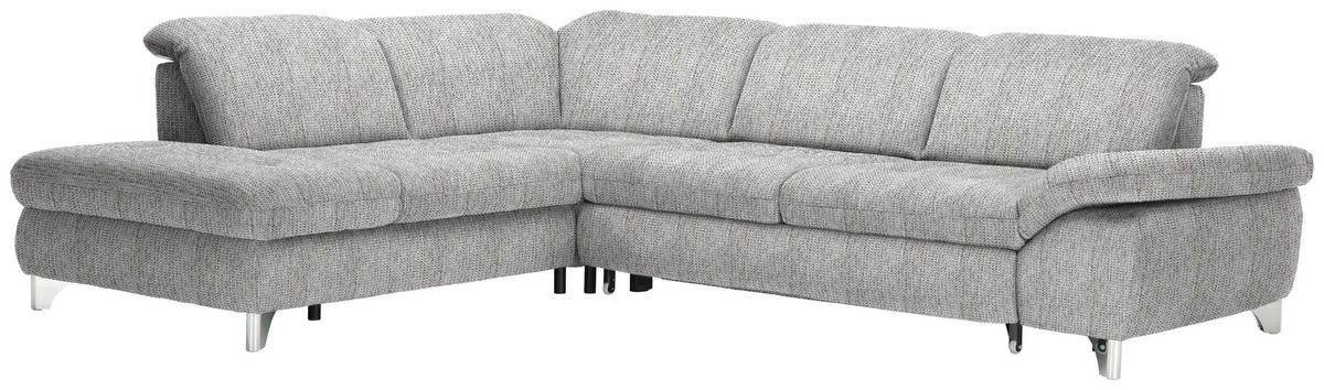 ECKSOFA in Webstoff Hellbraun  - Hellbraun/Alufarben, Design, Textil/Metall (260/319cm) - Beldomo Style