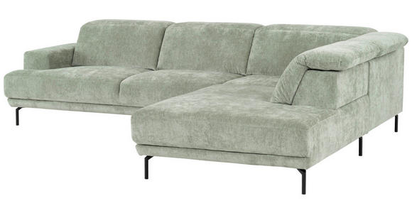 ECKSOFA  in Chenille Mintgrün  307/243 cm  - Schwarz/Mintgrün, Design, Textil/Metall (307/243cm) - Xora
