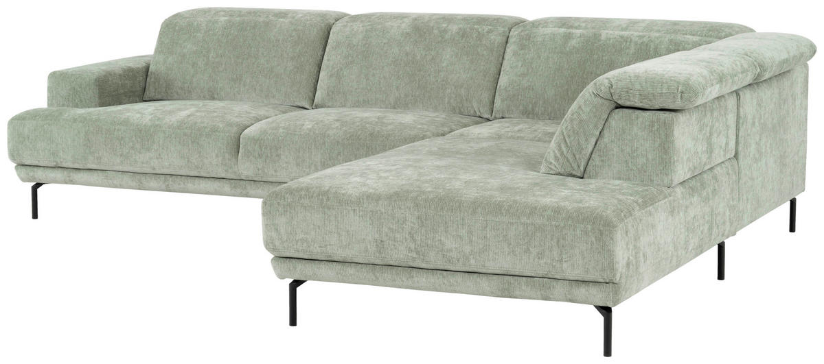 ECKSOFA  in Chenille Mintgrün  307/243 cm  - Schwarz/Mintgrün, Design, Textil/Metall (307/243cm) - Xora