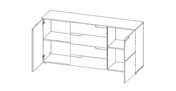 SIDEBOARD 165/80/40 cm  - Weiß Hochglanz/Silberfarben, Design, Holzwerkstoff/Kunststoff (165/80/40cm) - Carryhome