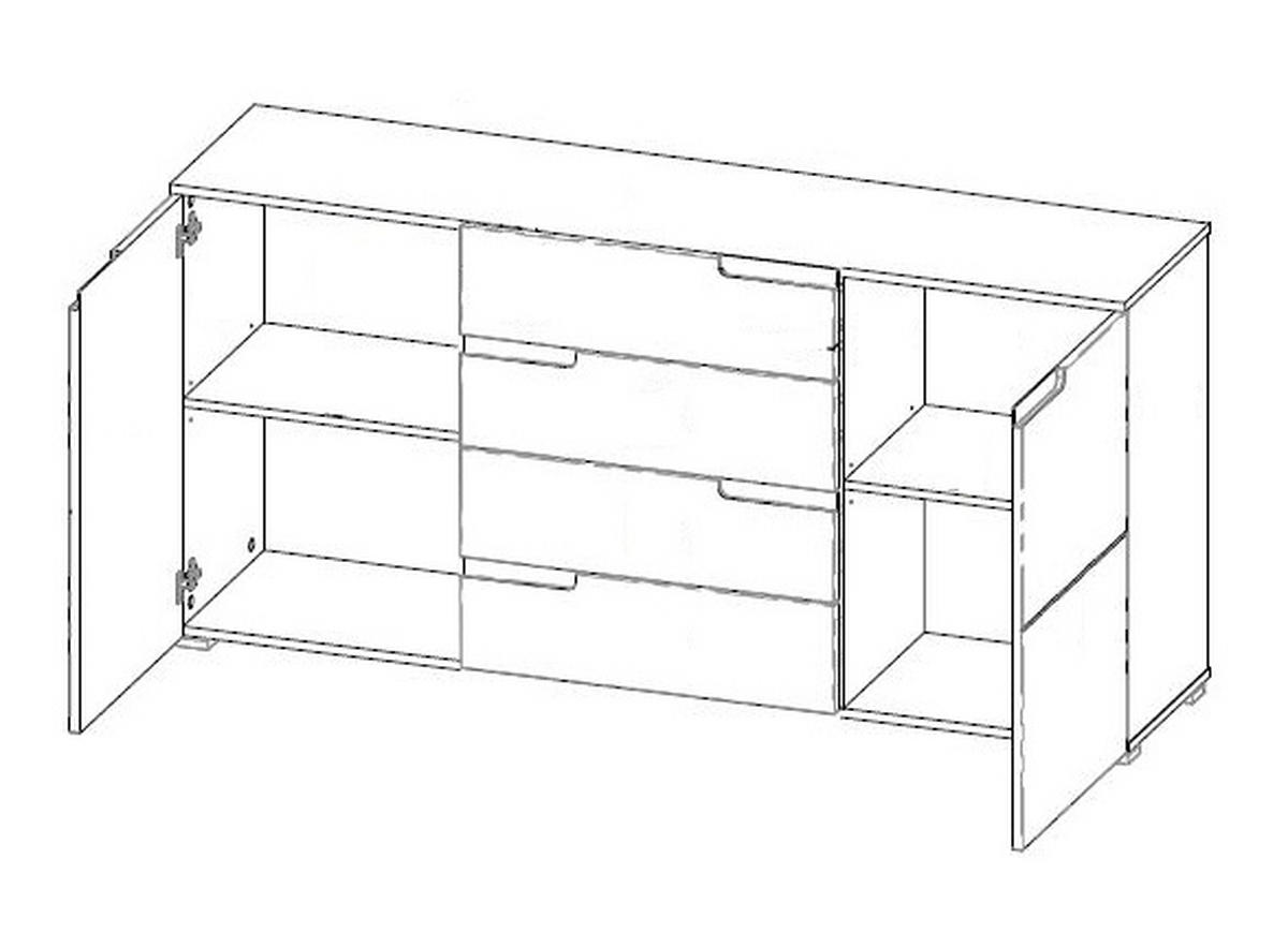 SIDEBOARD 165/80/40 cm  in Weiß, Weiß Hochglanz  - Weiß Hochglanz/Silberfarben, Design, Holzwerkstoff/Kunststoff (165/80/40cm) - Carryhome