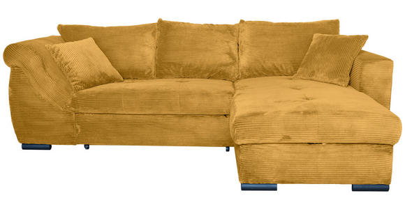 ECKSOFA in Cord Senfgelb  - Senfgelb/Schwarz, KONVENTIONELL, Textil/Metall (258/168cm) - Carryhome