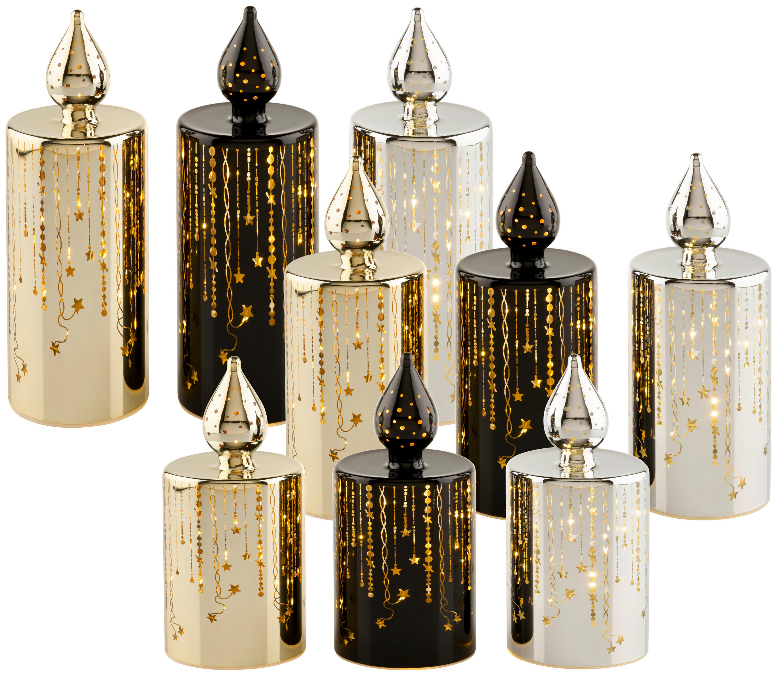 LED-SVEČA - zlate barve/srebrne barve, Trendi, umetna masa/steklo (7,5/15cm) - X-Mas